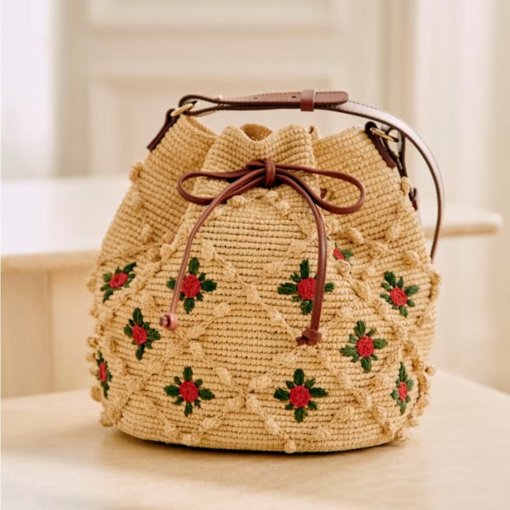 Embroidered Sezane raffia bag - Picture 16 of 17